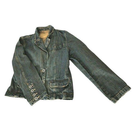 Duck Head Jean Jacket Womens XL Denim Blue Distressed Pockets Buttons - Picture 10 of 12